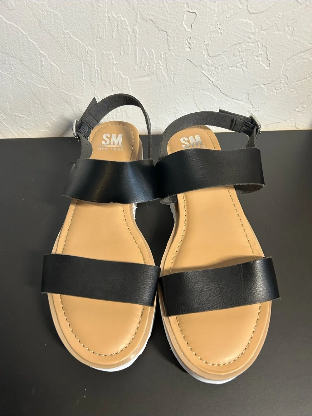 SM New York Black Platform Faux Leather Slingback Sandals for Women size 8 NWOT - Picture 3 of 6